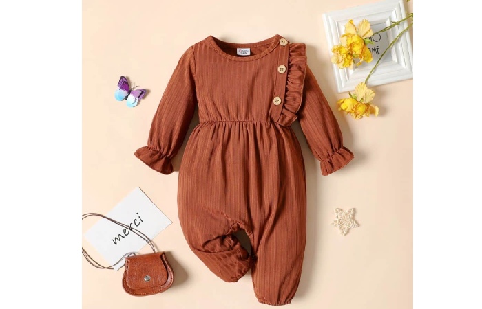 thesparkshop.in:product/bear-design-long-sleeve-baby-jumpsuit SKU: KIDS-CLS-33 – Brown Long Sleeve Jumpsuit 