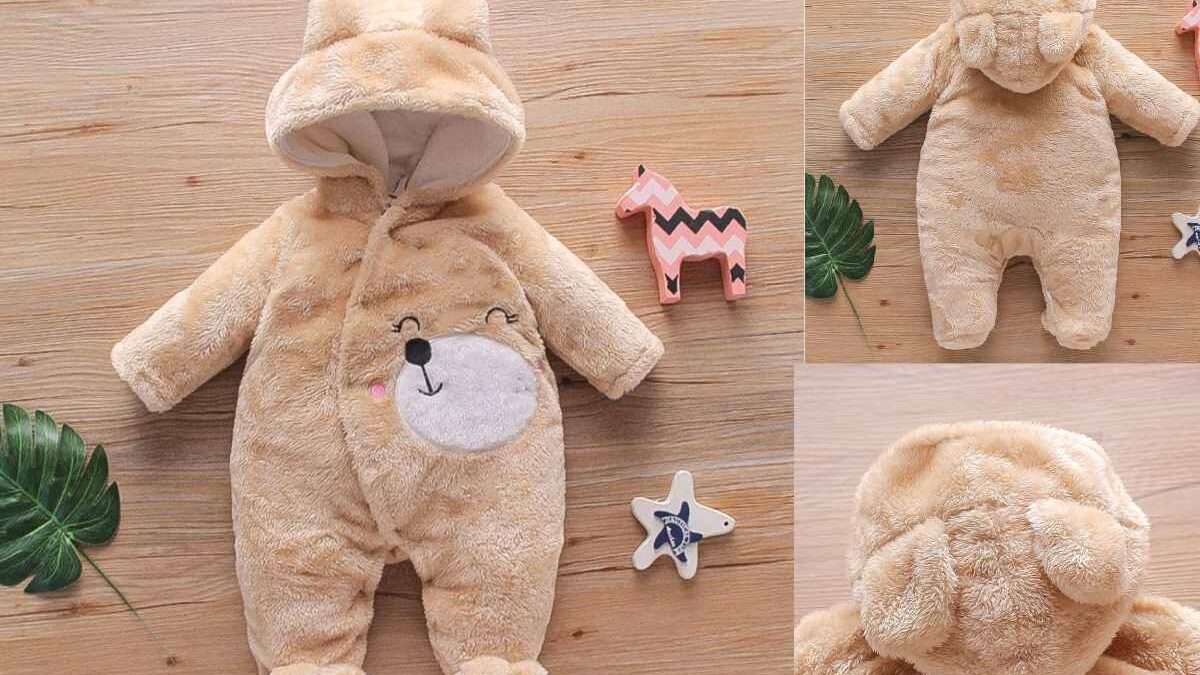 THE SPARKSHOP – BEAR DESIGN LONG-SLEEVE BABY JUMPSUIT