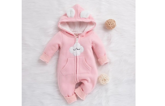 SKU: KIDS-CLS-28 - Cloud Style Hoodie Long sleeve Baby Jumpsuit Pink